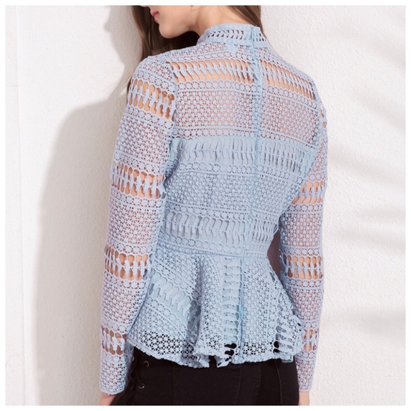 ‼️PRICE FIRM LAST CALL Intricate Lace Peplum Top - Picture 3 of 7